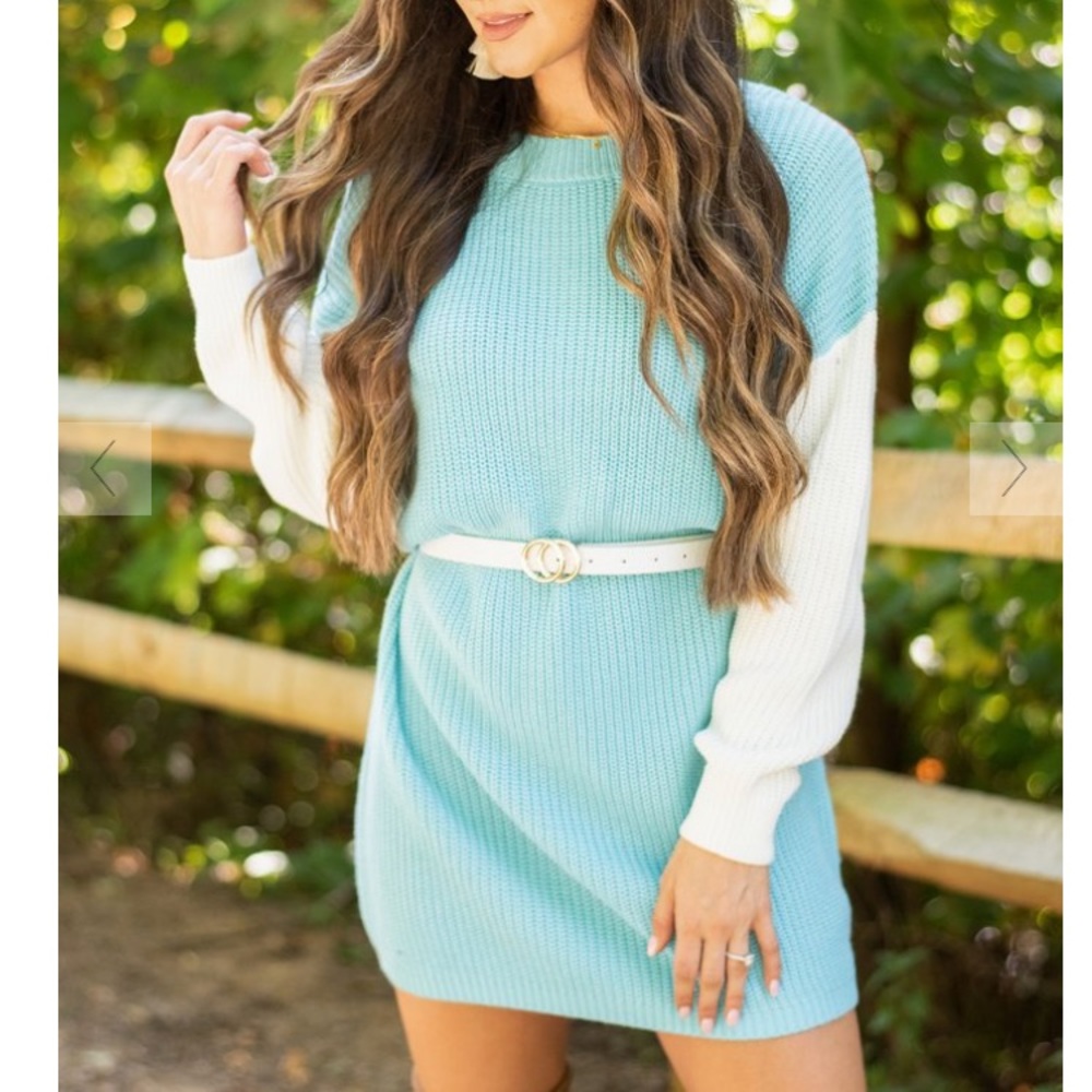Boutique Light Blue Sweater Dress